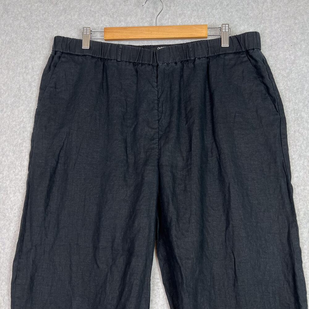 Quince Black 100% European Linen Cropped High Waisted Pants Size XL - Picture 2 of 14